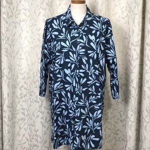 Voyage by Marina Rinaldi Cotton Long Blouse. Blue Floral. Size 18